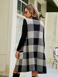 Chicdear-Winter outfits ideas Sleeveless sweater jacket plaid jacquard vest cardigan