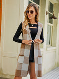 Chicdear-Winter outfits ideas Sleeveless sweater jacket plaid jacquard vest cardigan