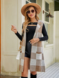 Chicdear-Winter outfits ideas Sleeveless sweater jacket plaid jacquard vest cardigan