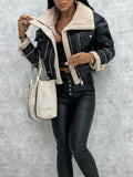 Chicdear-Winter outfits ideas Women's new lamb wool short coat zipper motorcycle style jacket top