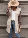 Chicdear-Winter outfits ideas New women's color block sweater jacket