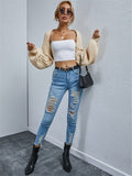 Chicdear-Winter outfits ideas New loose and versatile knitted cardigan short sweater shawl jacket