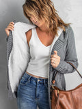 Chicdear-Winter outfits ideas mid-length cardigan hooded sweater jacket