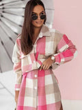 Chicdear-Winter outfits ideas Women's new color flannel plaid long windbreaker fashionable shirt woolen jacket