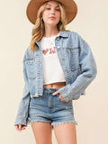 Chicdear-Winter outfits ideas Women's love sequin denim jacket raw edge short top