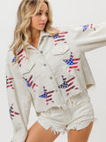 Chicdear-Winter outfits ideas Sequin Jacket Independence Day Sequined Corduroy Top