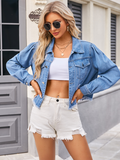 Chicdear-Winter outfits ideas New Washed Casual Ripped Denim Short Jacket Top