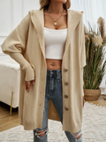 Chicdear-Winter outfits ideas Casual Loose Cardigan Button-Down Hooded Sweater Jacket