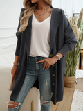 Chicdear-Winter outfits ideas Casual Loose Cardigan Button-Down Hooded Sweater Jacket