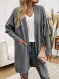 Chicdear-Winter outfits ideas Batwing Sleeve Cardigan Solid Color Sweater Jacket