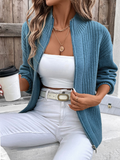 Chicdear-Winter outfits ideas Stand collar solid color cardigan sweater jacket