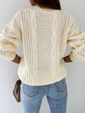 Chicdear-Winter outfits ideas New Casual Sweater Jacket V-Neck Button Cable Knit Cardigan