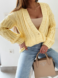 Chicdear-Winter outfits ideas New Casual Sweater Jacket V-Neck Button Cable Knit Cardigan