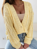 Chicdear-Winter outfits ideas New Casual Sweater Jacket V-Neck Button Cable Knit Cardigan