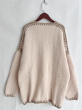 Chicdear-Winter outfits ideas Knit Sweater Jacket Solid Color Loose Cardigan