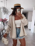 Chicdear-Winter outfits ideas Knit Sweater Jacket Solid Color Loose Cardigan