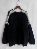 Chicdear-Winter outfits ideas Knit Sweater Jacket Solid Color Loose Cardigan