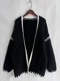 Chicdear-Winter outfits ideas Knit Sweater Jacket Solid Color Loose Cardigan