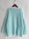 Chicdear-Winter outfits ideas Knit Sweater Jacket Solid Color Loose Cardigan