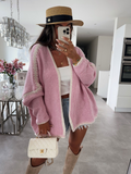 Chicdear-Winter outfits ideas Knit Sweater Jacket Solid Color Loose Cardigan