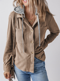 Chicdear-Winter outfits ideas Women's Lapel with Buttoned Cardigan with Shirt Jacket