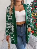 Chicdear-Winter outfits ideas Christmas Deer Pocket Long Sleeve Cardigan Sweater Jacket