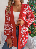 Chicdear-Winter outfits ideas Christmas Deer Pocket Long Sleeve Cardigan Sweater Jacket