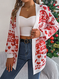 Chicdear-Winter outfits ideas Christmas Deer Pocket Long Sleeve Cardigan Sweater Jacket