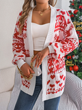 Chicdear-Winter outfits ideas Christmas Deer Pocket Long Sleeve Cardigan Sweater Jacket