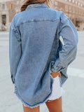 Chicdear-Winter outfits ideas New Washed Denim Shirt Jacket