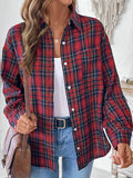 Chicdear-Winter outfits ideas Women's Retro Casual Plaid Check Cardigan Shirt Jacket