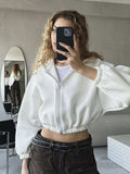 Chicdear-Winter outfits ideas Casual Women's Solid Color Hoodie Long Sleeve Cropped Jacket Zipper Cardigan Sweatshirt