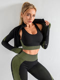 Chicdear-Winter outfits ideas Sports Yoga Clothing Set Fitness Tank Top Jacket High Waist Yoga Pants Three Piece Set