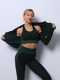 Chicdear-Winter outfits ideas Sports Yoga Clothing Set Fitness Tank Top Jacket High Waist Yoga Pants Three Piece Set