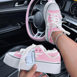 Chicdear Pink Casual Patchwork Frenulum Contrast Round Comfortable Out Door Shoes