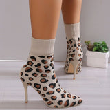 Chicdear Leopard Print Casual Patchwork Pointed Comfortable Out Door Shoes (Heel Height 3.54in)
