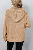 Chicdear Caramel Colour Casual Solid Buttons Hooded Collar Tops