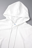 Chicdear White Street Daily Print Draw String Hooded Collar Tops