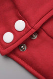 Chicdear Red Casual Street Embroidered Patchwork Buckle Cardigan Collar Outerwear