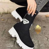 Chicdear White Casual Patchwork Contrast Round Keep Warm Comfortable Out Door Shoes