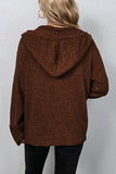 Chicdear Caramel Colour Casual Solid Buttons Hooded Collar Tops