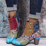 Chicdear Yellow Casual Patchwork Printing Pointed Out Door Shoes (Heel Height 2.76in)