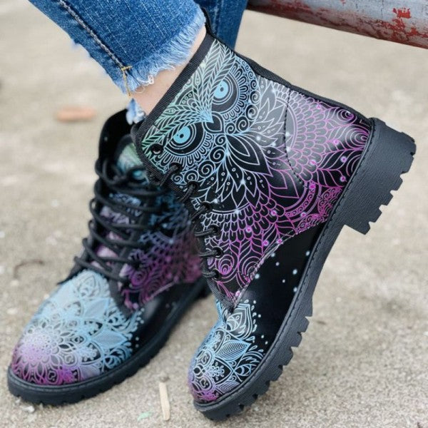 Chicdear Black Casual Patchwork Frenulum Printing Round Comfortable Out Door Shoes