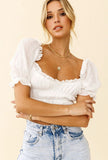 Chicdear Summer Women Tops And Blouses Blue White Cotton Elastic Short Sleeves Elegant Beach Backless Holiday Female Shirt Ladies