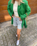 Chicdear Women Fashion Loose Blazer Mujer Double Pockets Single Breasted Chic Suit Jacket Ladies Green Streetwear Outerwear