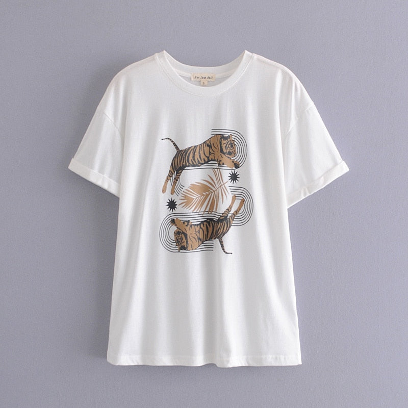 Chicdear Spring Summer Girls Loose Cotton T-Shirt Cartoon Letter Printing Casual O-Neck Simple Tees Tops New Arrivals 2023