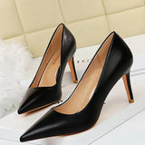 Chicdear -  Shoes Pu Leather Woman Pumps Fashion Kitten Heels 7.5 Cm Occupation OL Office Shoes Women Heels Heeled Shoes