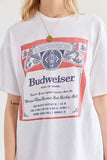Chicdear Budweiser Oversized T-Shirts Girl High Quality Soft Cotton Fabric Summer Women White Tees Plus Size Easy Fit Dropshipping