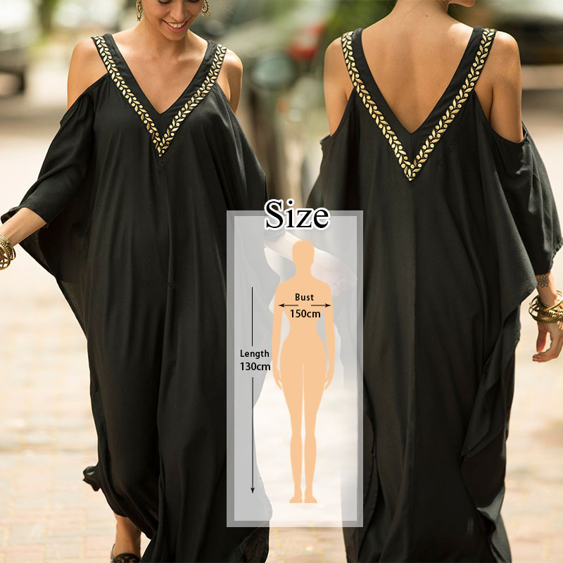 CHICDEAR Plus Size Women Clothes 2023 Summer Cloak Sleeve V-Neck Symmetrical Embroideried Loose Maxi Dress Oversized Kaftan Dress Q576