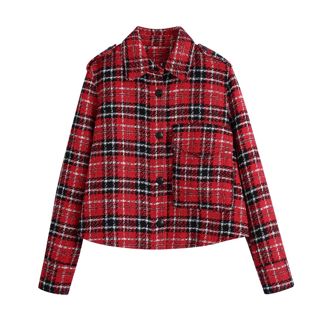 Chicdear Autumn And Winter New Plaid Red Jacket Women's Long Sleeve Korean Loose Fashion Coat Patchwork Blazer Coats